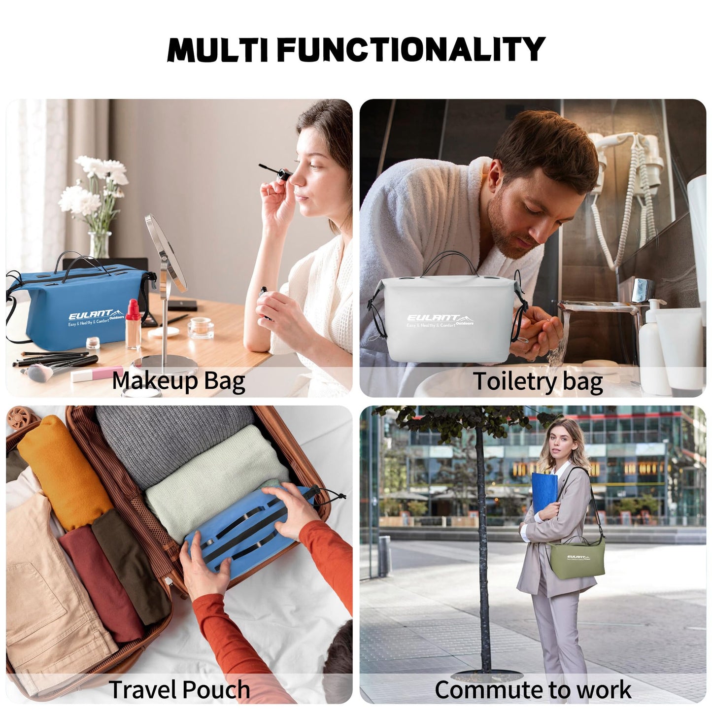 EULANT Men Women Travel Toiletry Bag,Water-resistant Organizer Large Capacity Cosmetic Bags Toiletry Organizer Bags with Shoulder Straps for Men Women Toiletry Accessories,Travel,business trips