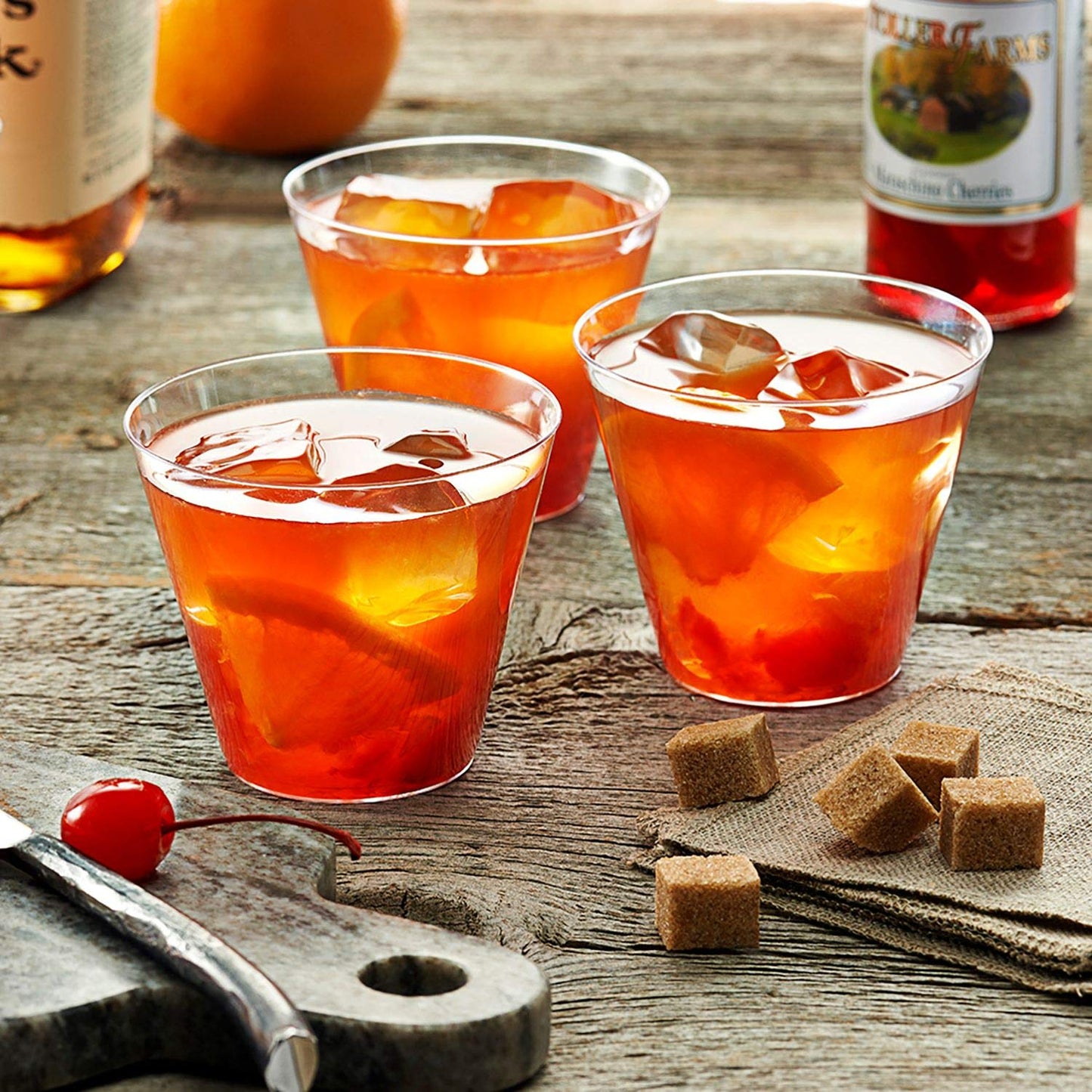 Party Essentials Disposable 9 oz Party Punch Cups | Old Fashioned Tumblers | Cocktail Glasses, 50 Count, Clear, Hard Plastic