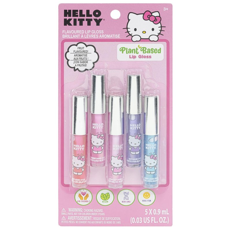 Townley Girl Hello Kitty Lip Gloss Set - 5 Pack Scented Glossy Lip Balm for Kids & Girls, Gift Ready Beauty Kit