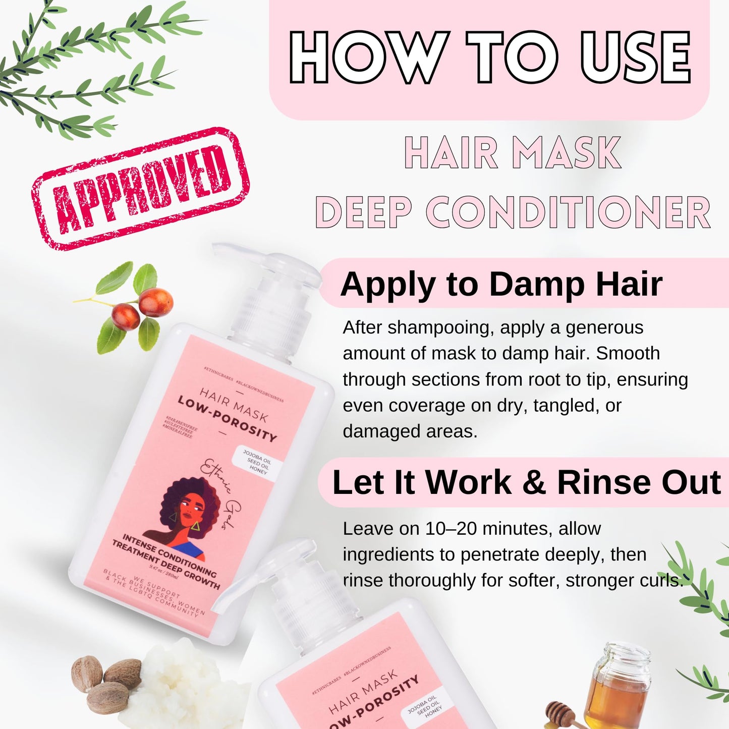 Low Porosity Hair Mask - Elasticity Repair & Strand Strengthening Deep Conditioner That Penetrates Without Buildup, for Curly Coily 3C 4C Natural Hair, 9.5 fl oz