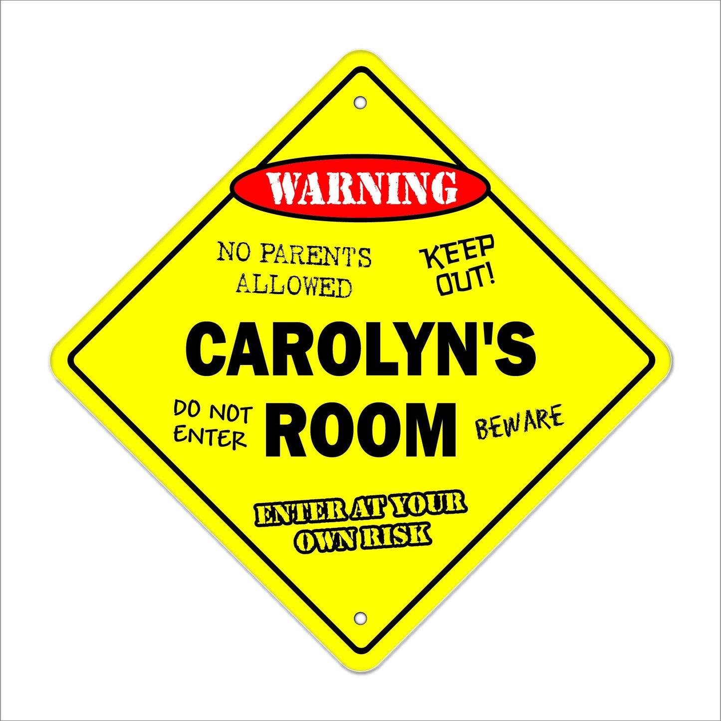 Carolyn's Room Sign Crossing Zone Xing | Indoor/Outdoor | 12" Tall Kids Bedroom Decor Door Children's Name boy Girl