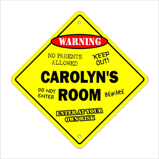 Carolyn's Room Sign Crossing Zone Xing | Indoor/Outdoor | 12" Tall Kids Bedroom Decor Door Children's Name boy Girl