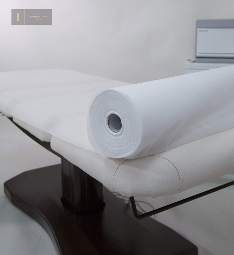 Source One Beauty Disposable Bed Sheets Rolls for Massage Facial Waxing and Body Treatments 24" x 300' Non-Woven Material Non-Perforated (1 Roll)