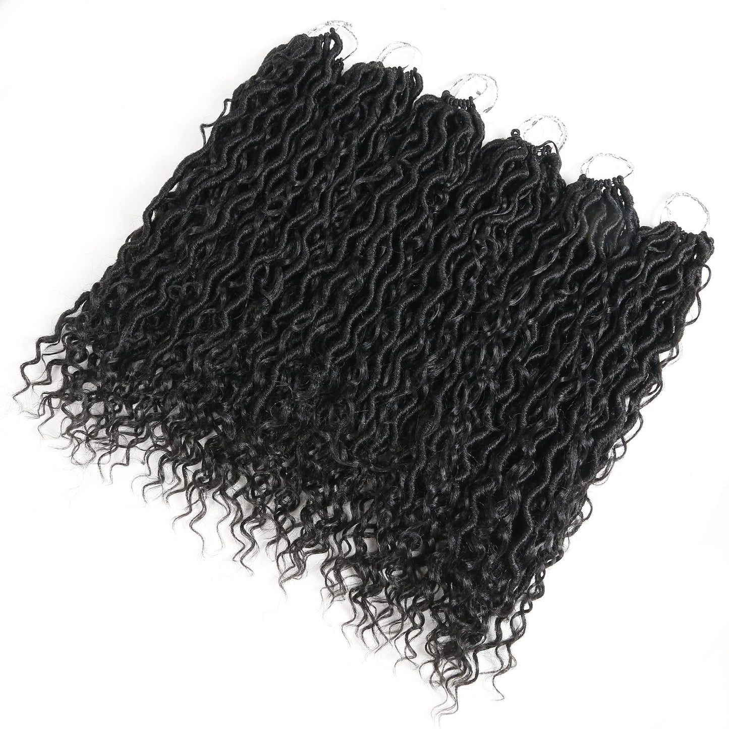 Ahrencan Boho Goddess Locs Crochet Hair 18 Inch, 7 Packs With Curly Ends, Soft Pre-Looped Hippie Locs for Women (18in, Pack of 7, 1B#)