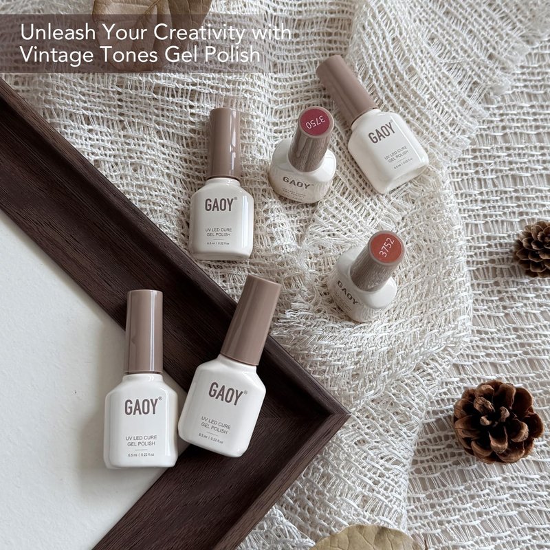 GAOY 42 Pcs Gel Nail Polish Kit, Nude Neutral Blue Burgundy Colors All Seasons Gel Nail Polish Set with Glossy & Matte Top Coat and Base Coat for Salon and DIY Manicure at Home
