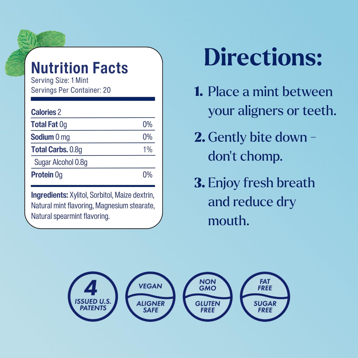 Movemints Clear Aligner Mints - Patented Aligner Seating Mints - Edible Alternative to Aligner Chewies - Spearmint Flavor - 20 Count (Pack of 7)