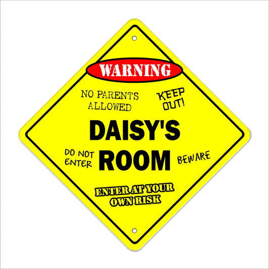 Daisy's Room Sign Crossing Zone Xing | Indoor/Outdoor | 12" Tall Kids Bedroom Decor Door Children's Name boy Girl