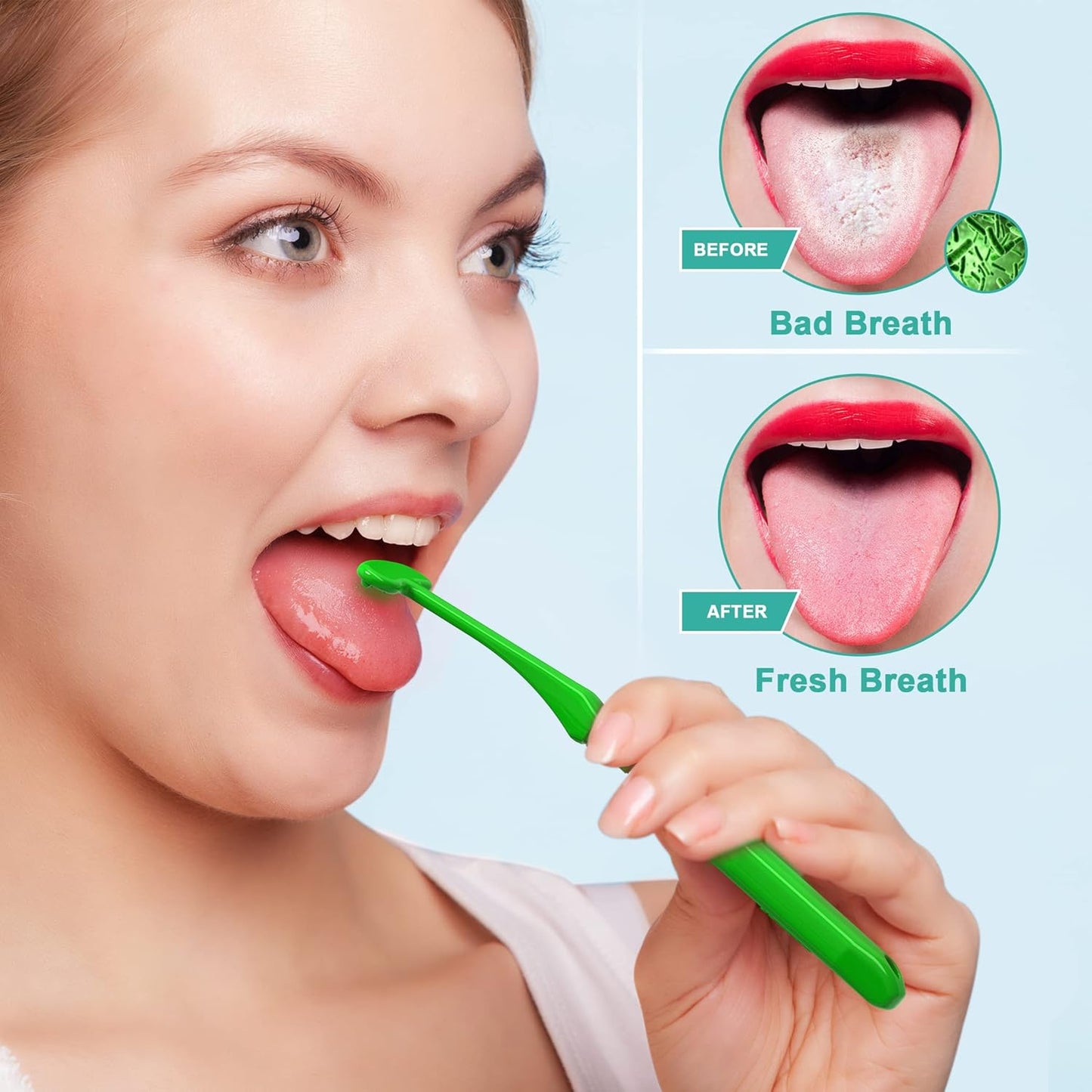 Mspan Tongue Scraper Cleaner Brush: Tongue Care Cleaning Scrubber with Plastic Travel Case Cover for Adults kids - Clean Oral Bad Breath Pink White 2 Pack
