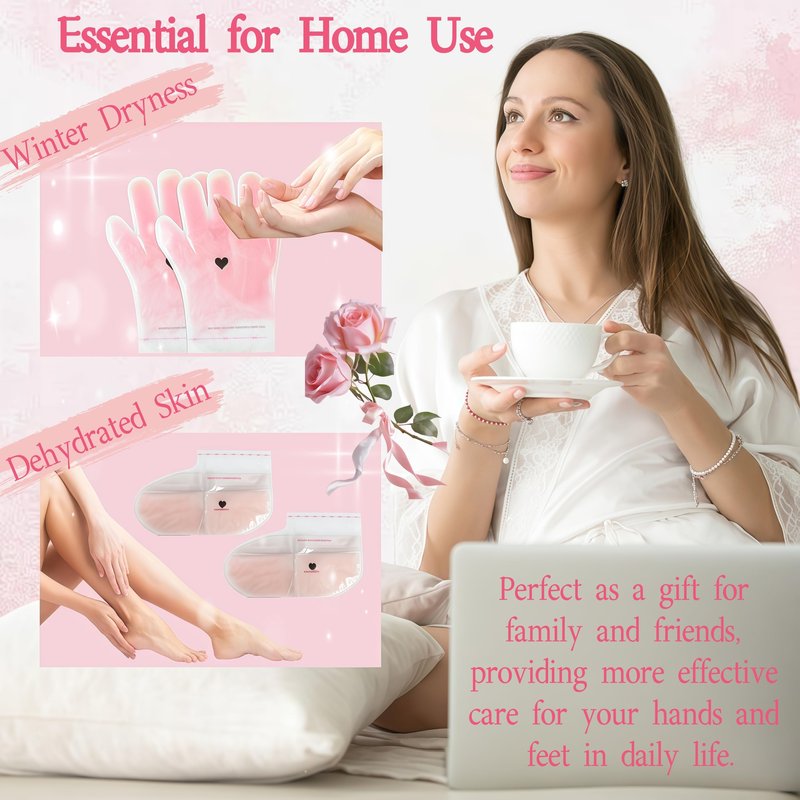 4 Pairs Paraffin Wax Gloves & Socks Set,Spa and Home Paraffin Wax for Hand and feet,Rose