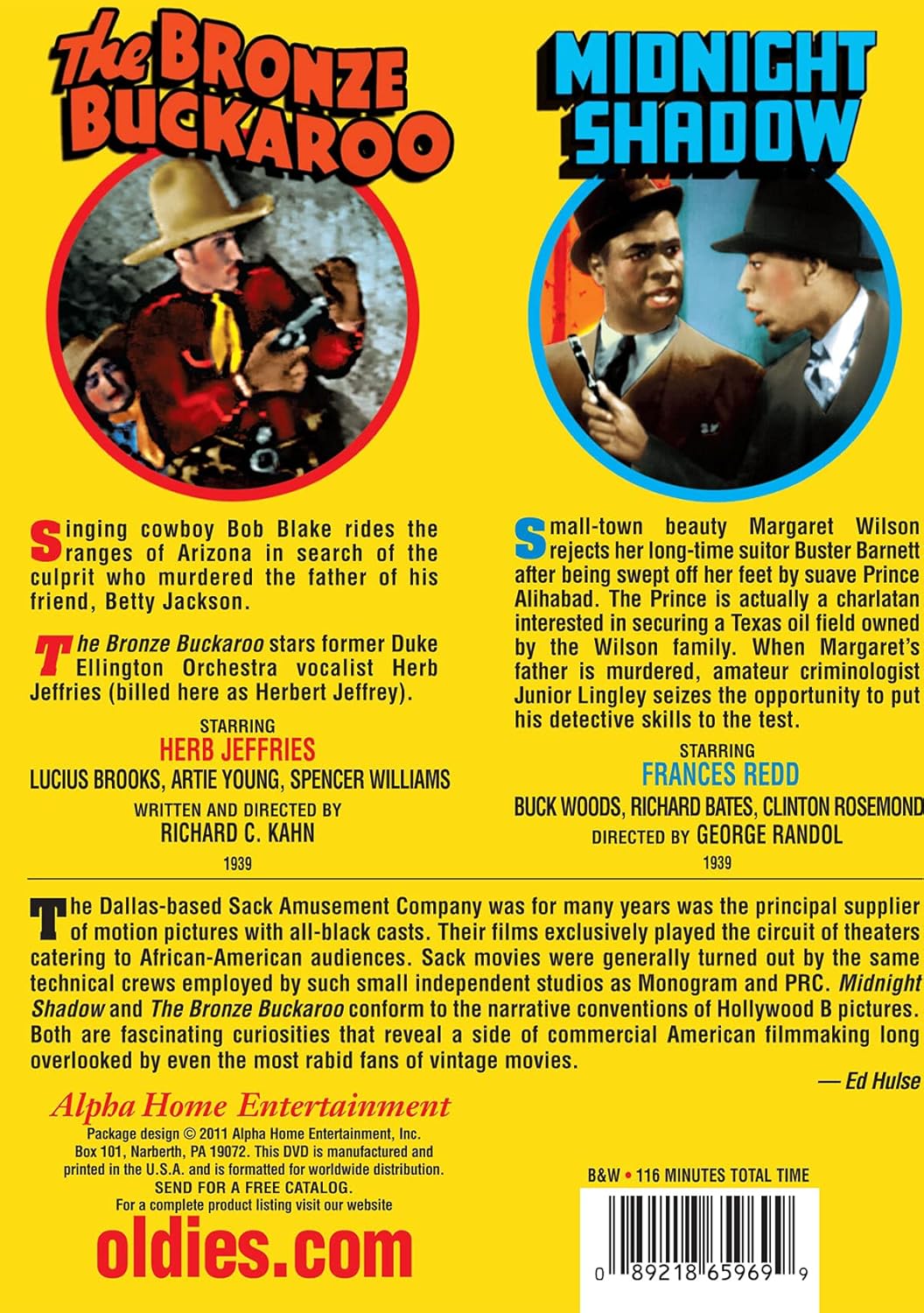 Bronze Buckaroo & Midnight Shadow - Classic Harlem Double Feature DVD | 1939 Films