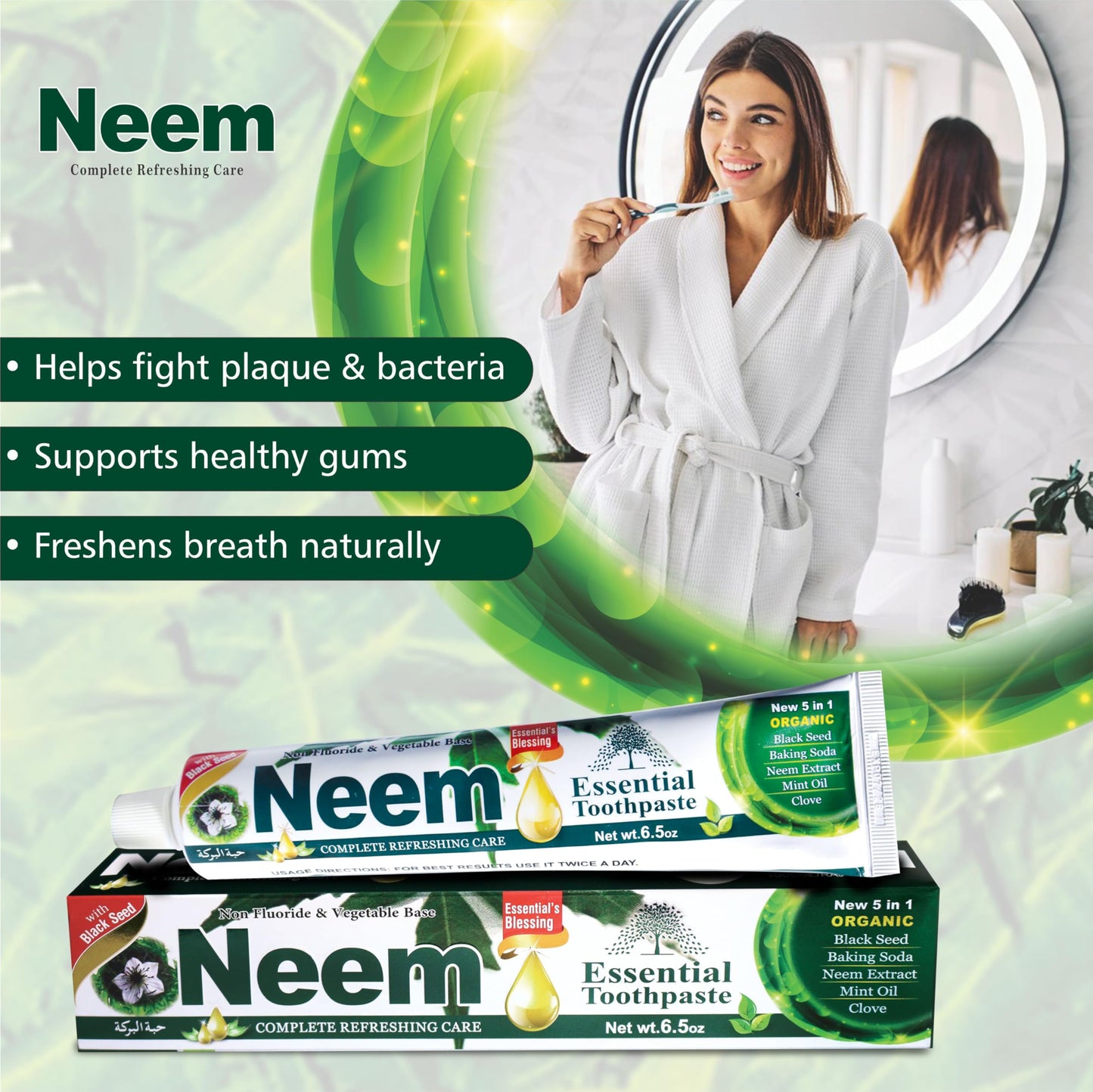 Neem Essential Toothpaste New 5 in 1 100% Fluoride Free
