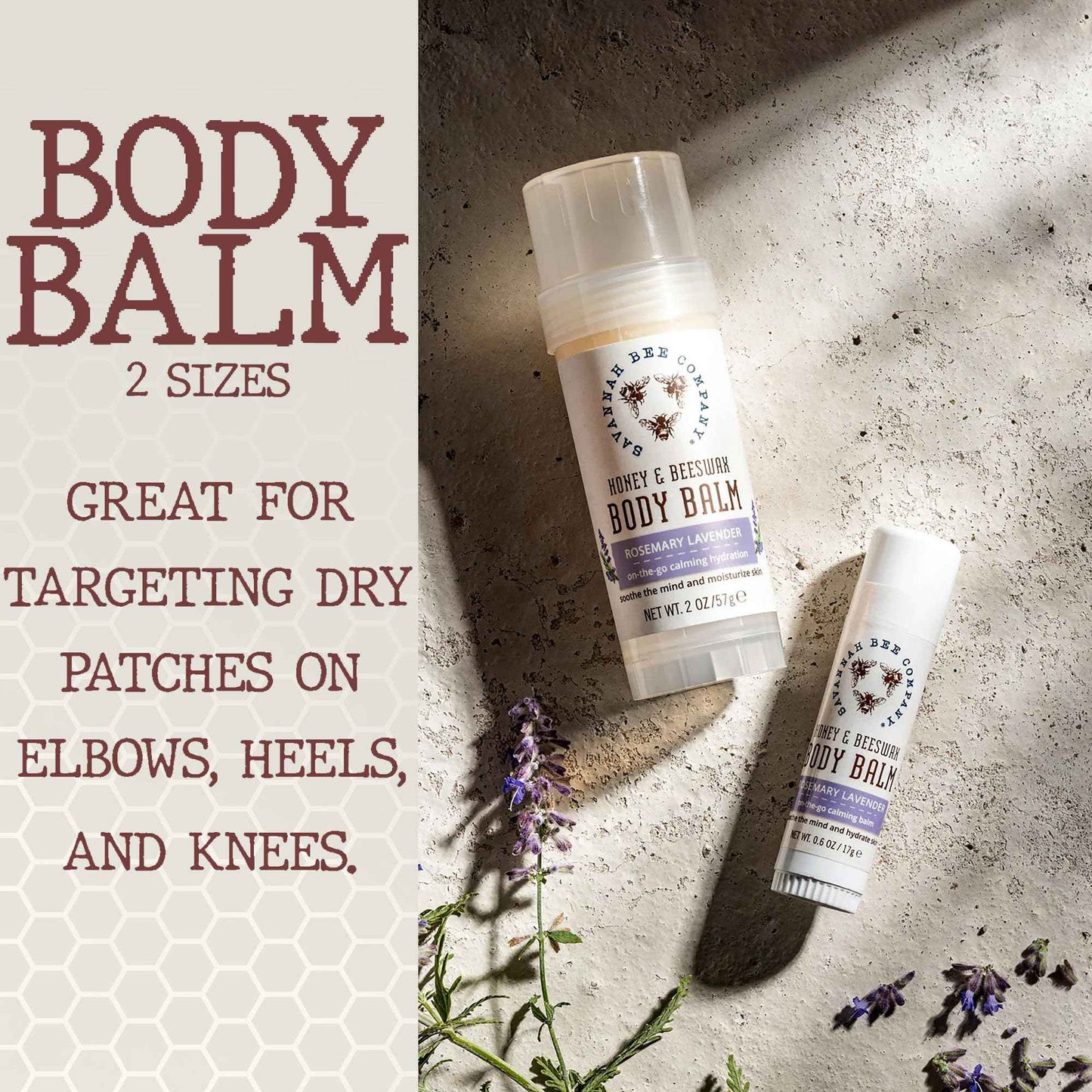 Savannah Bee Company Honey and Beeswax Body Balm 2 Ounces Rosemary Lavender