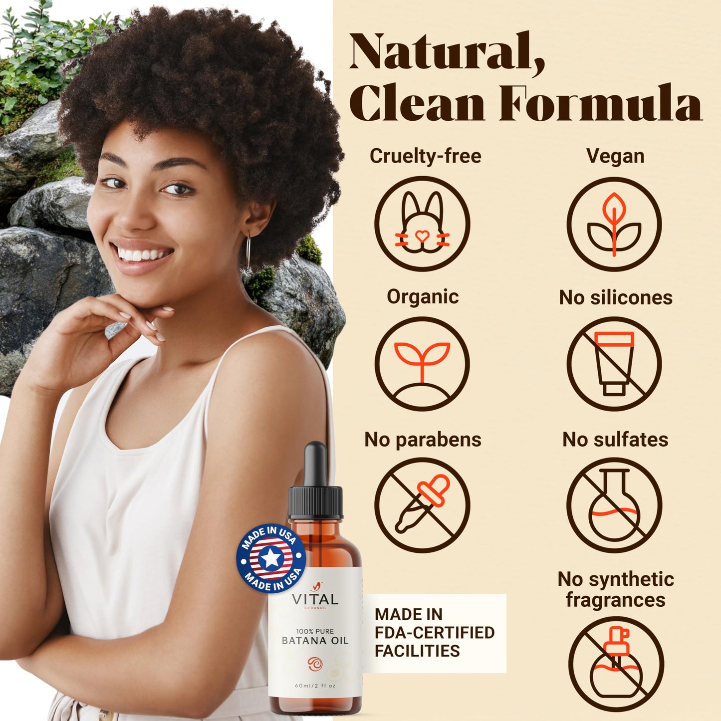 Vital Strands Batana Oil for Hair Growth – 100% Pure & Organic Botana Oil from Honduras – Strengthens, Thickens & Restores Natural Hair – Cold Pressed Raw Scalp & Hair Treatment for Men & Women – 60ml