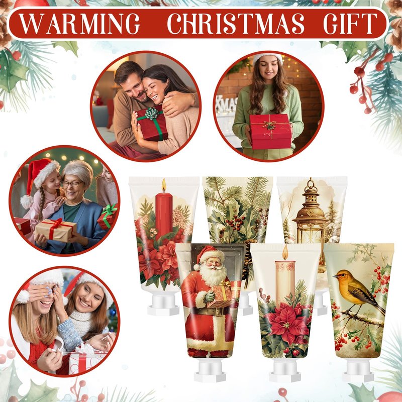 Dimsile 72 Pcs Christmas Hand Cream Bulk Gift Set Retro Christmas Mini Hand Lotion Travel Size Moisturizing Body Cream for Women Homeless Birthday Xmas Gift Stocking Stuffer