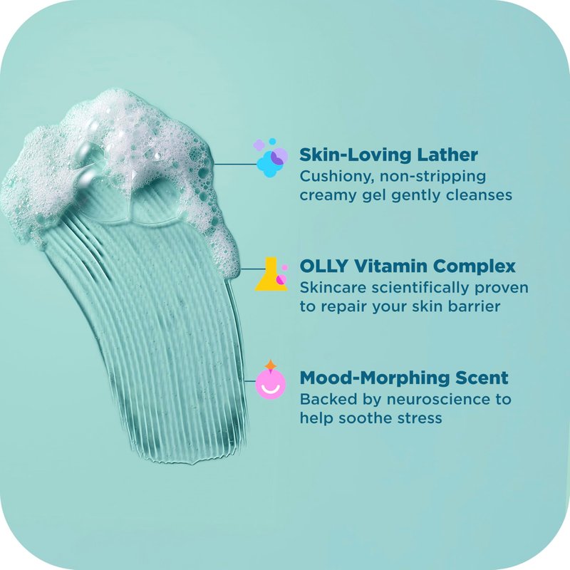 OLLY Body Wash Mixed Pack 4 Count to Restore Skin barrier & Hydrate skin 3 oz