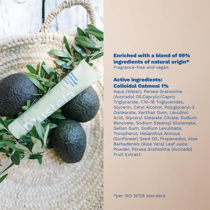 Mustela Multi-purpose Balm with 3 Avocado Extracts - Natural Cream Moisturizer for Face, Lip, Hand, Body & Dry Areas - For Baby, Kid & Adult - EWG Verified, Fragrance-Free & Vegan - 2.53 fl. oz.