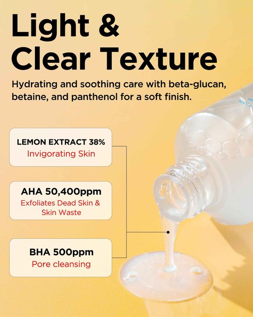 TOCOBO AHA BHA Lemon Facial Toner 5.07 fl oz / 150 ml | Vitamin C and Lemon Extract, AHA, BHA, Calming and Soothing Moisturizer | Natural Ingredients, Vegan Toner, Cruelty Free