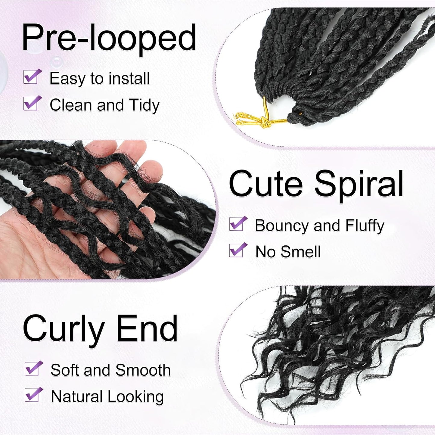 Boho Crochet Braids - 18 Inch Pre-Looped Goddess Box Braids | Curly Ends for Black Women