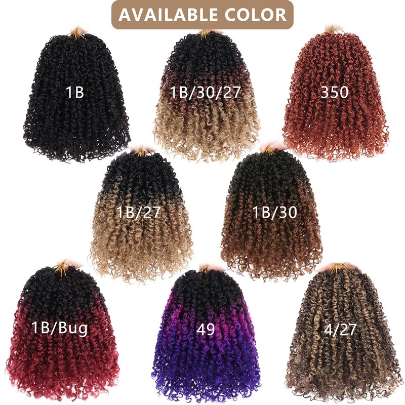 COOKOO 12 Inch 8 Packs Pre-Looped Yanky Twist Crochet Hair with Mini Curly Ends Mix 2 Tones Micro Yanky Twist Passion Twist Crochet Hair Pre twisted Spring Twist Crochet Hair for Women 1BH30#