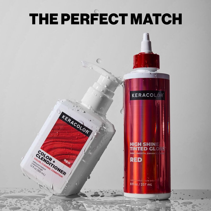 Keracolor High Shine Tinted Hair Gloss, In-Shower Hair Glaze, Sheer Color-Enhancing Glossing Treatment, Red, 8 Fl Oz