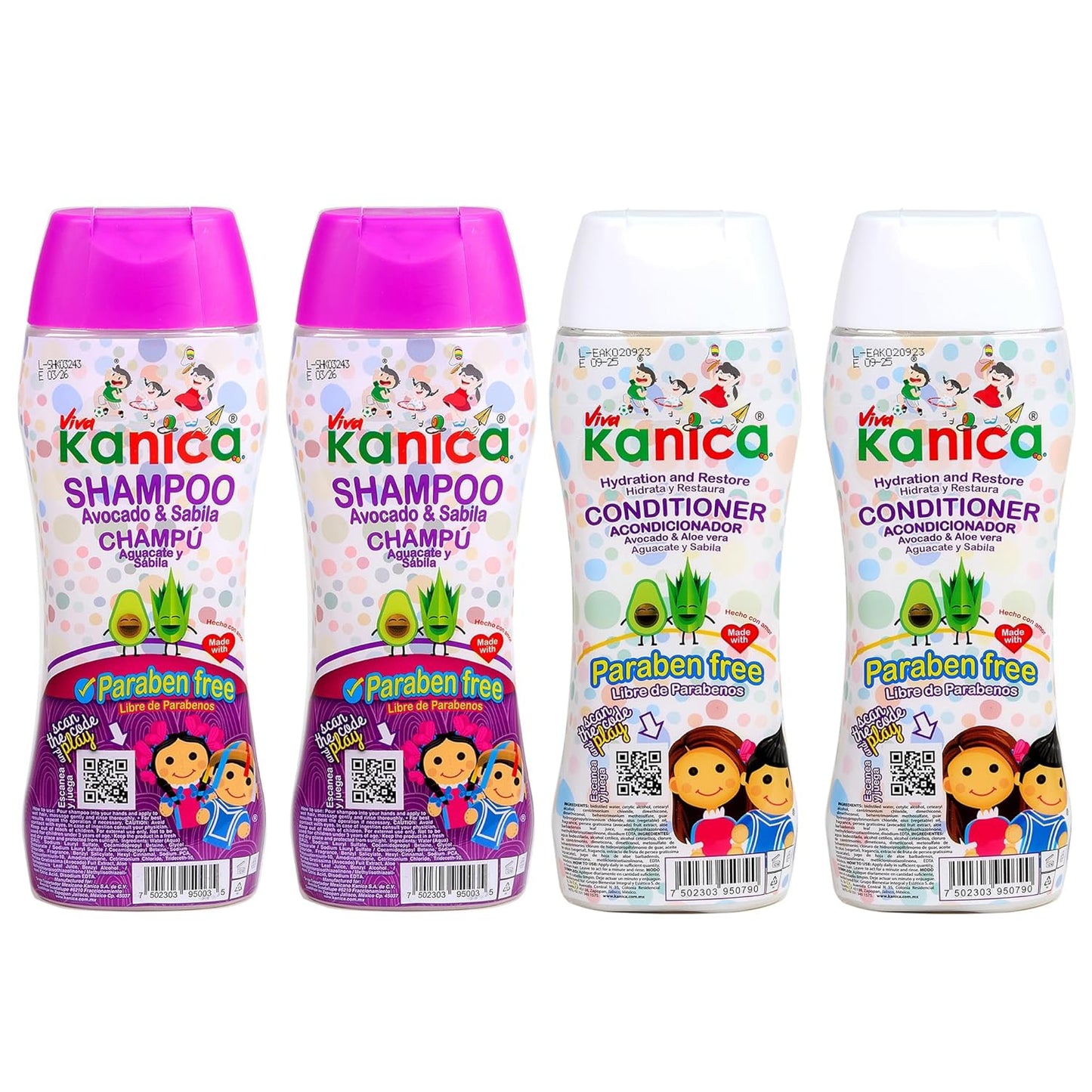 Aloe Vera & Avocado Hair Care Kit - Paraben-Free Shampoo & Conditioner Set | Deep Moisture, 13.5 fl oz Each (Pack of 4)