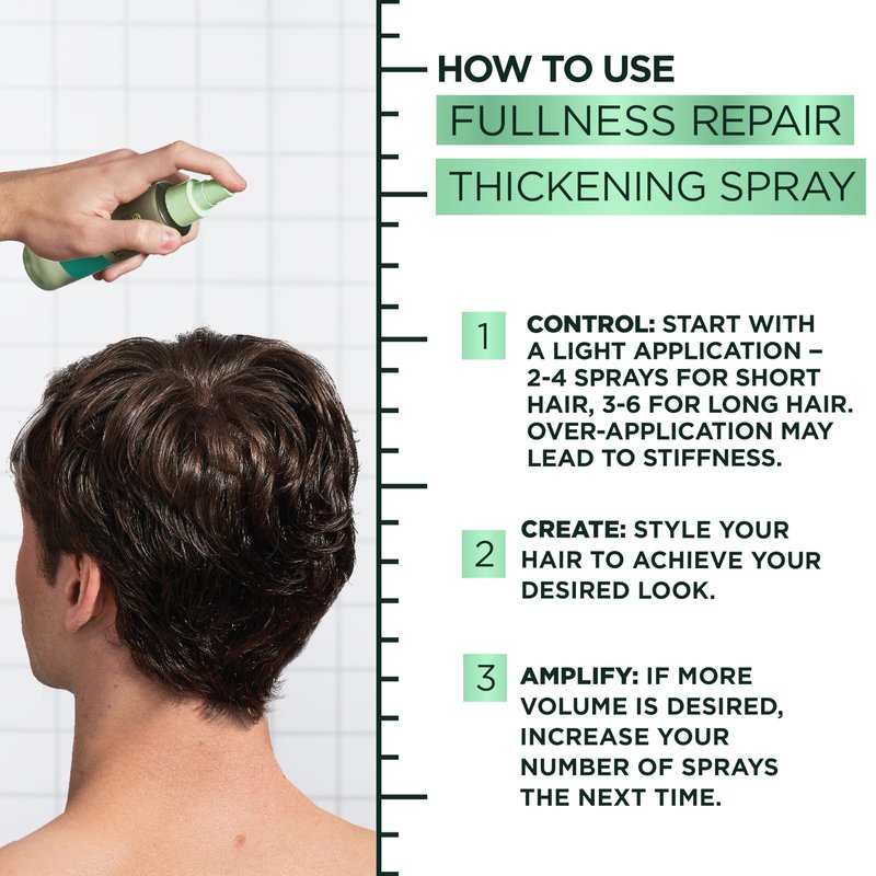 Garnier Fructis Hair Filler Fullness Repair Thickening Spray, Volumizing Spray with Polypeptides and Hair Repair Complex for Thin, Weak Split Ends, 4.4 Fl Oz