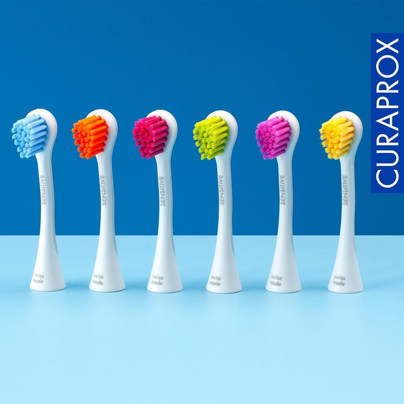 Curaprox Hydrosonic Brush Heads - Gentle Gum Care & Effective Plaque Removal | 2-Pack in Yellow/Pink | Compatible with All Curaprox Sonic Models
