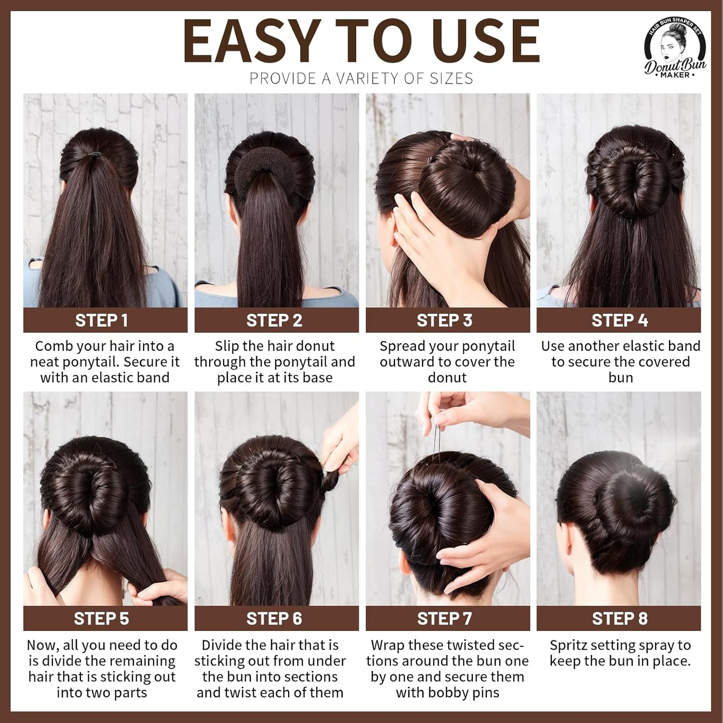 Teenitor Hair Donut, Hair Bun Maker, Black(Extra-large, Large, Medium and Small)