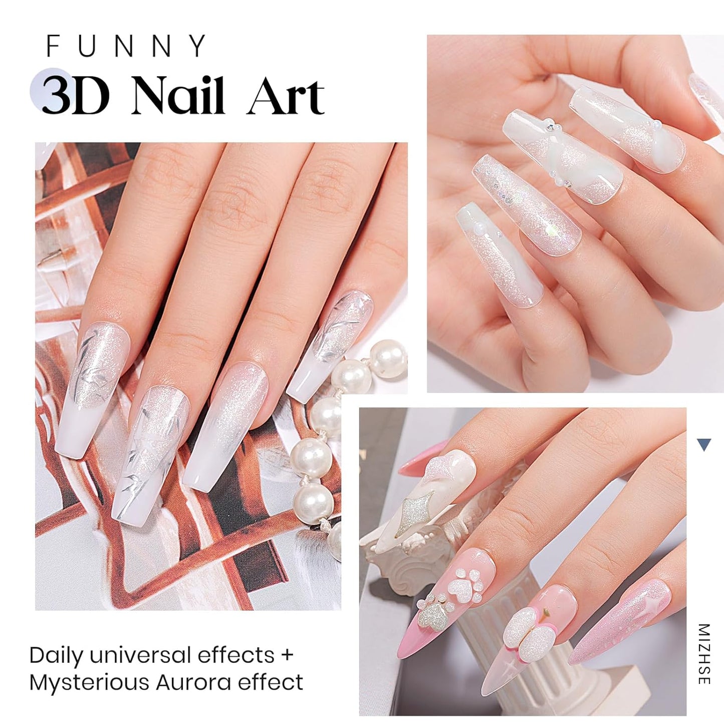 MIZHSE Solid Builder Gel for Nails, Clear Non-Sticky Sculpting Gel, 3D Nail Art Carving Building Modeling Hard Nail Extension Soak Off UV/LED Nail Art Salon Home DIY 15g
