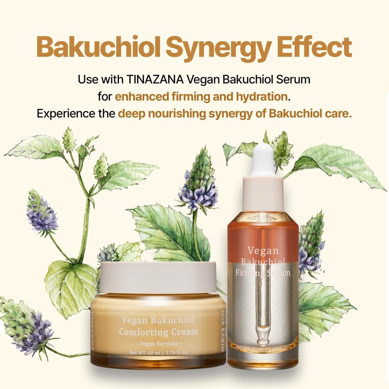 TINAZANA Vegan Bakuchiol Firming Serum, Dual-Layer Hydrating Bakuchiol, Sweet Almond Oil & Panthenol, Radiance & Sensitive Skin Care, 1.7 fl.oz