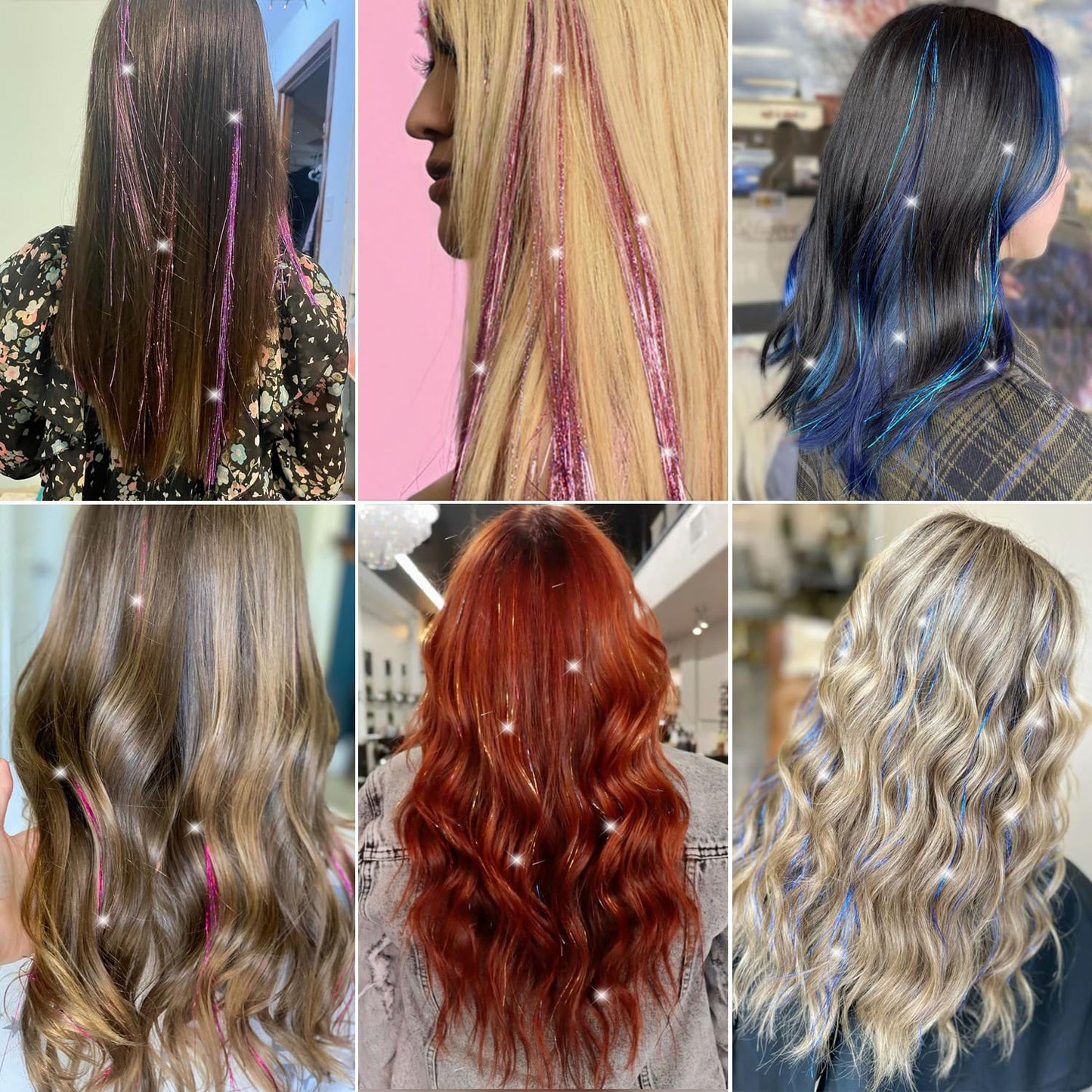 Hair Tinsel Kit 20 Colors 4800 Strands Fairy Hair Tinsel Heat Resistant 48 Inches Glitter Tinsel Hair Extensions Highlights Sparkling Hair Tinsel Kit for Girls Hair Accessories Party Festival