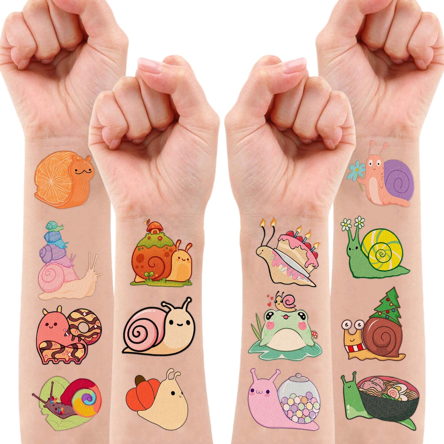 Cute Snail Temporary Tattoos 8 Sheets 81 PCS Snail Mail Party Decorations Favors Supplies Bug Snail Insect Theme Birthday Cute Stickers Christmas Gifts for Boys Girls Class School Prizes Carnival