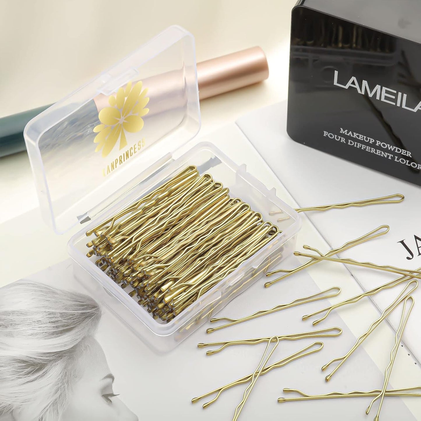 100PCS 2Inches Hair Pins Kit Secure Hold Bobby Pins Clips for Women Girls and Hairdressing Salon With Clear Storage Box(Black)