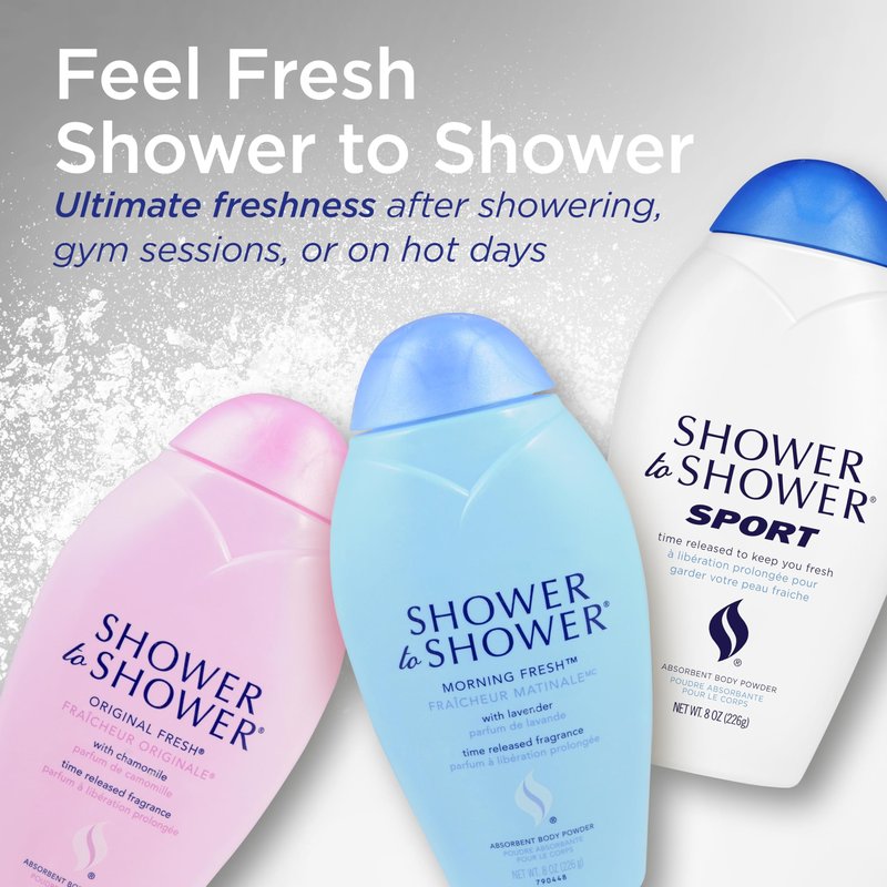 Shower to Shower Morning Fresh Body Powder with Lavender for Men & Women, Talc Free, Sweat Absorbing, Prevents Chafing & Odor, Deodorizing - 13 Ounce, Pack of 5