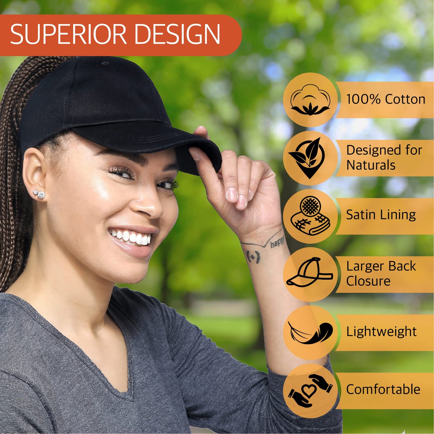 Beautifully Warm Satin Lined Baseball Caps for Women | Ponytail Hat for Curly Natural Hair | Backless Cap | Curl Hair Cap Denim