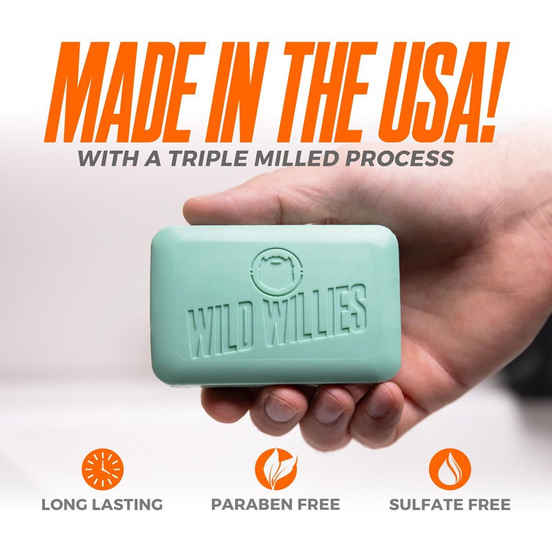 Wild Willies Moisturizing Mens Bar Soap - Bath Soaps with Shea Butter for Odor Protection - Natural Body Bar for Men - Variety Pack, 4 Pack