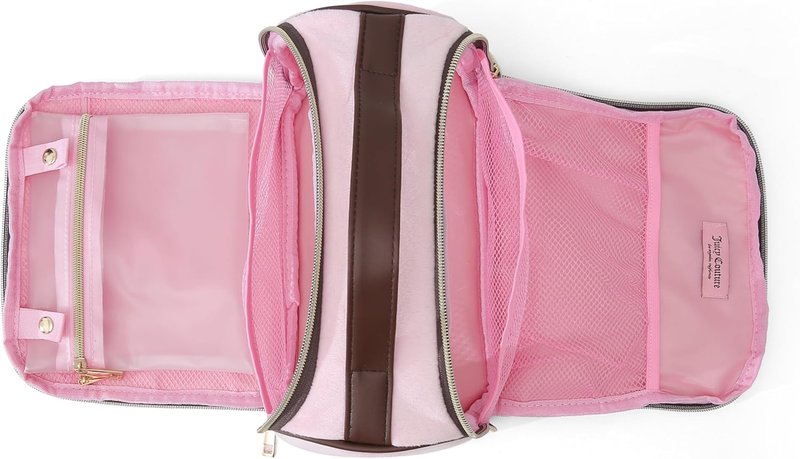 Juicy Couture Pink Makeup Bag - Vintage Velour Organizer with Rhinestone Crown | Travel Essentials