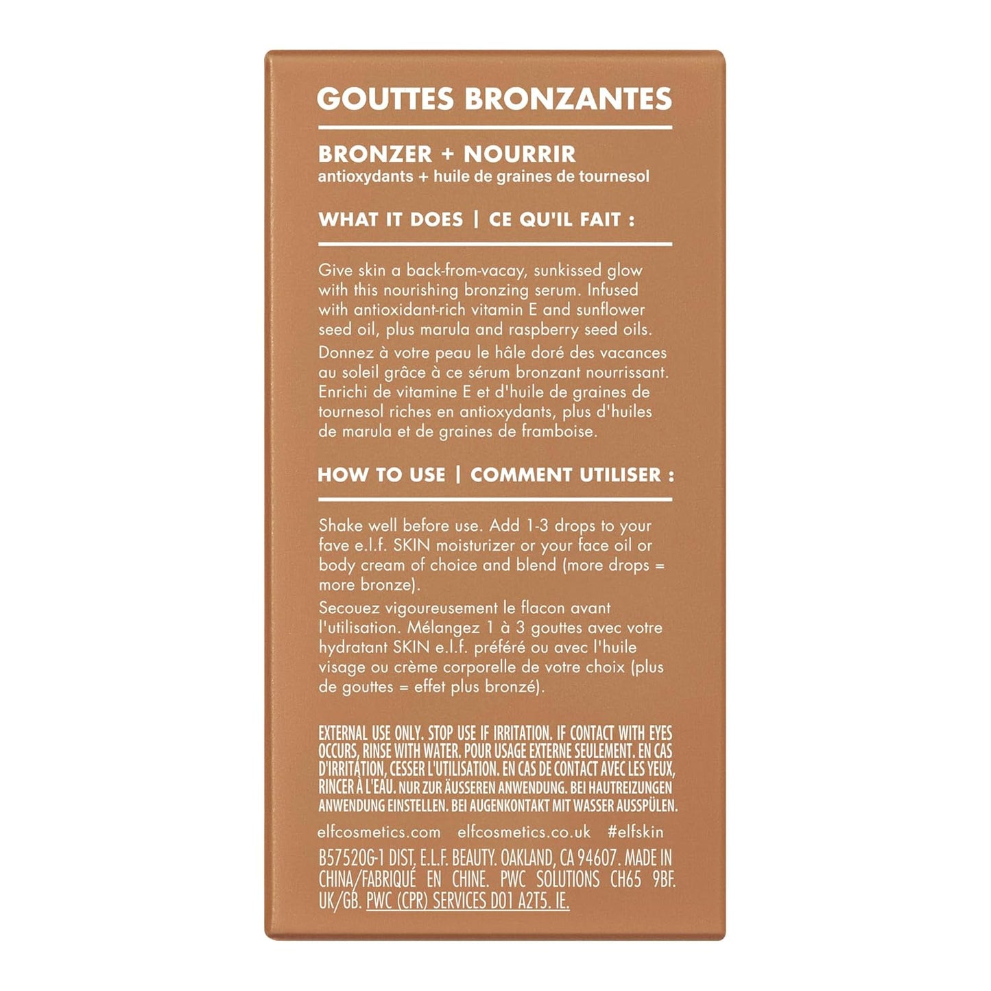 e.l.f. SKIN Bronzing Drops Mini, Liquid Bronzer For Face & Skin, Creates A Sun-Kissed Glow, Infused With Vitamin E, Vegan & Cruelty-Free, Pure Gold