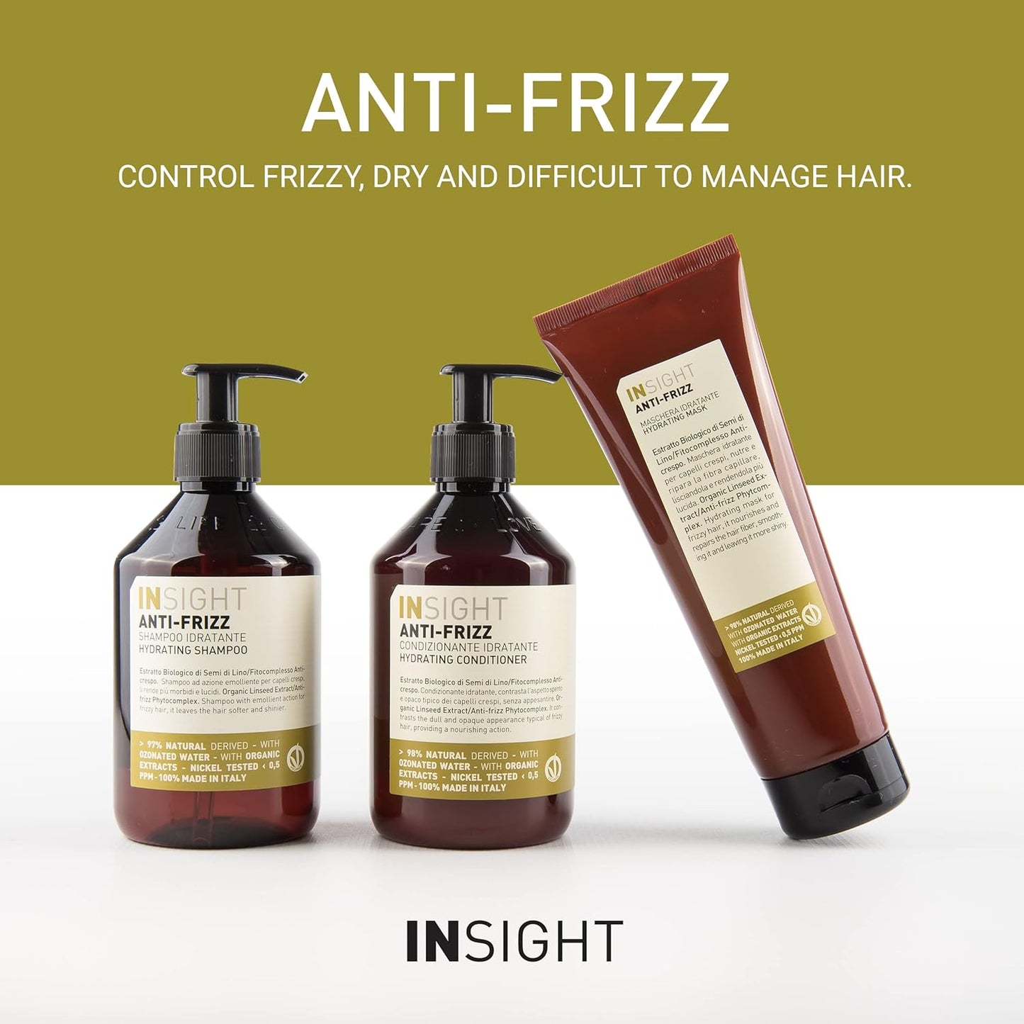 Insight Clean Beauty Anti Frizz Conditioner - Hydrating Vegan Formula with Organic Linseed Extract | 13.5 fl oz