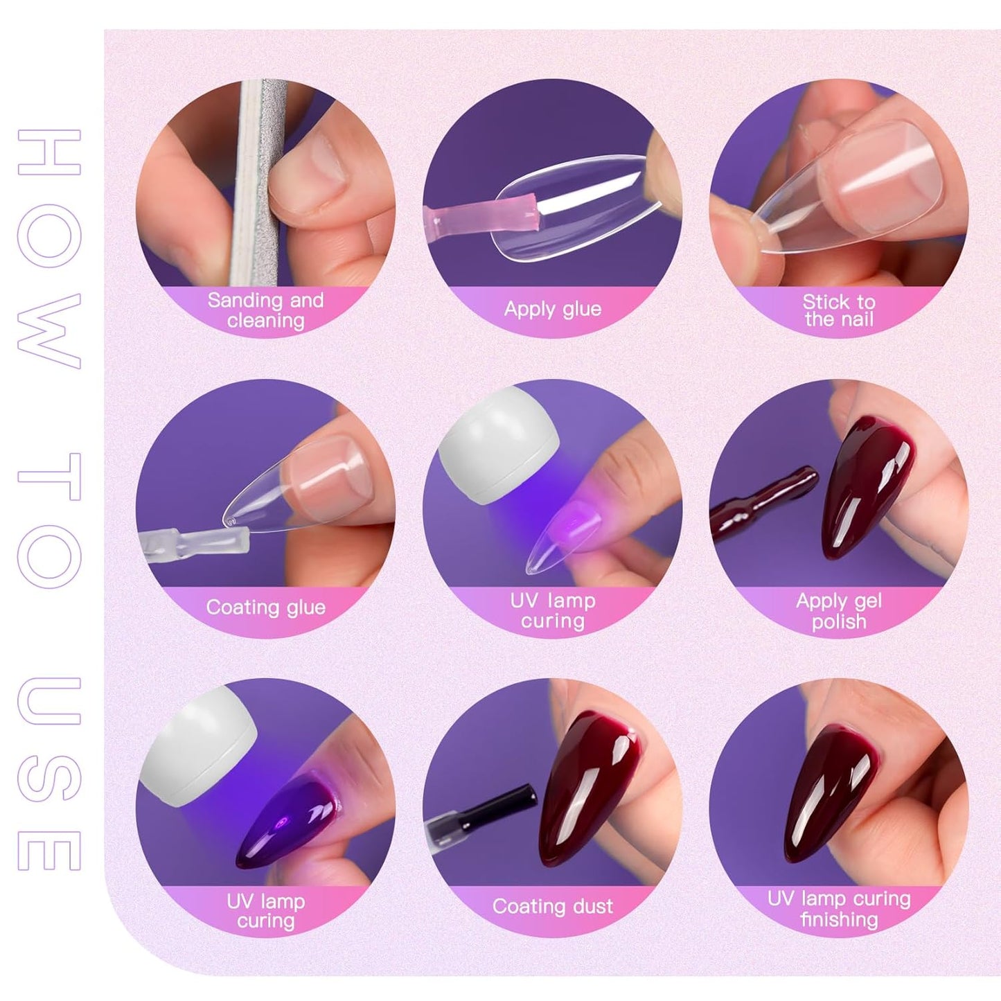 UV Nail Lamp - UV Light for Gel Nails, LED Gooseneck Flash Cure Lamp for Nails, Manicure Dryer Black Light with Clamp, 365+395nm Wavelength 5V 3W 4 Levels Dimming