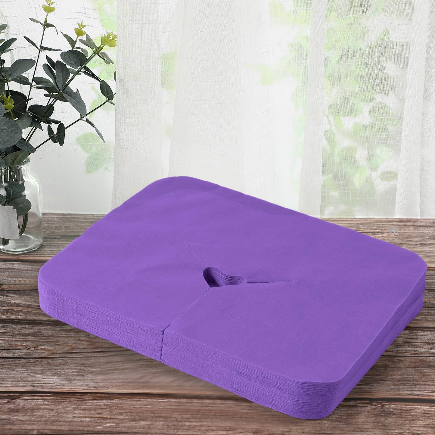 200 Pieces Disposable Face Cradle Covers Massage Headrest Covers for Massage Tables and Massage Chairs Beauty Spa Salon Bed, 11.8 x 15.7 Inches (Purple)