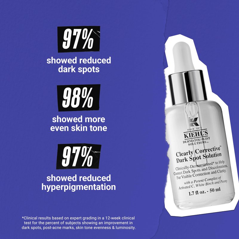 Kiehl's Clearly Corrective Dark Spot Serum, Corrective Skincare Solution Clinically Proven to Even Skin Tone, Plump Skin, Reduce Hyperpigmentation & Boost Radiance, Use as Spot Treatment or Serum