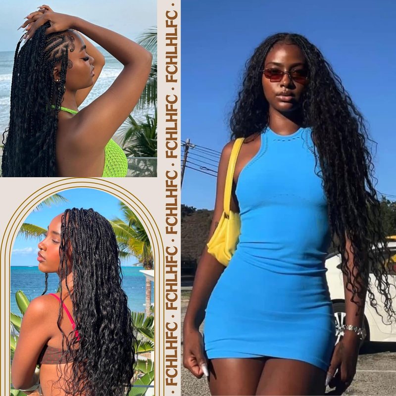 Deep Wave Bulk Hair 4 Bundles/Pack 300g 18 Inch No Weft Deep Wave Bulk Hair for Braiding Extensions for Boho Braids Natural Black Wet and Wavy (18inch P27/30# 4Bundles)