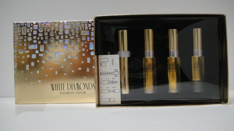 White Diamond Elizabeth Taylor Eau De Toilette Spray, 3 bottles, each 0.33 oz + Refillable Purser