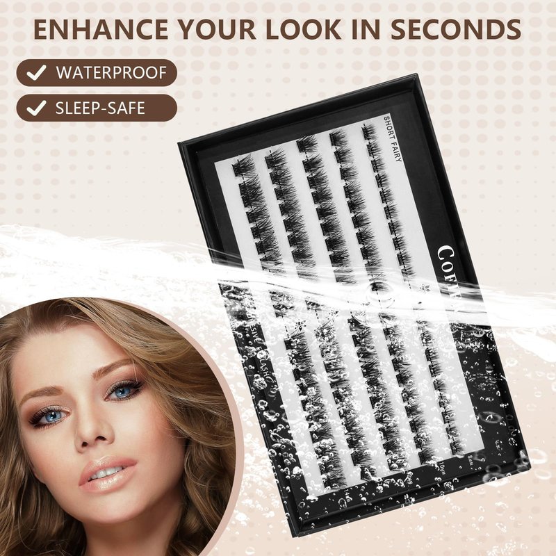 Glue-Free Wispy Lash Clusters Kit, 90 Pcs Individual Eyelash Clusters- DIY Lash Extension Kit with eyelashes Tweezers, Natural Fluffy Fake Lashes, Beginners Friendly (Cateye(10-17mm/60PcS) C Curl)