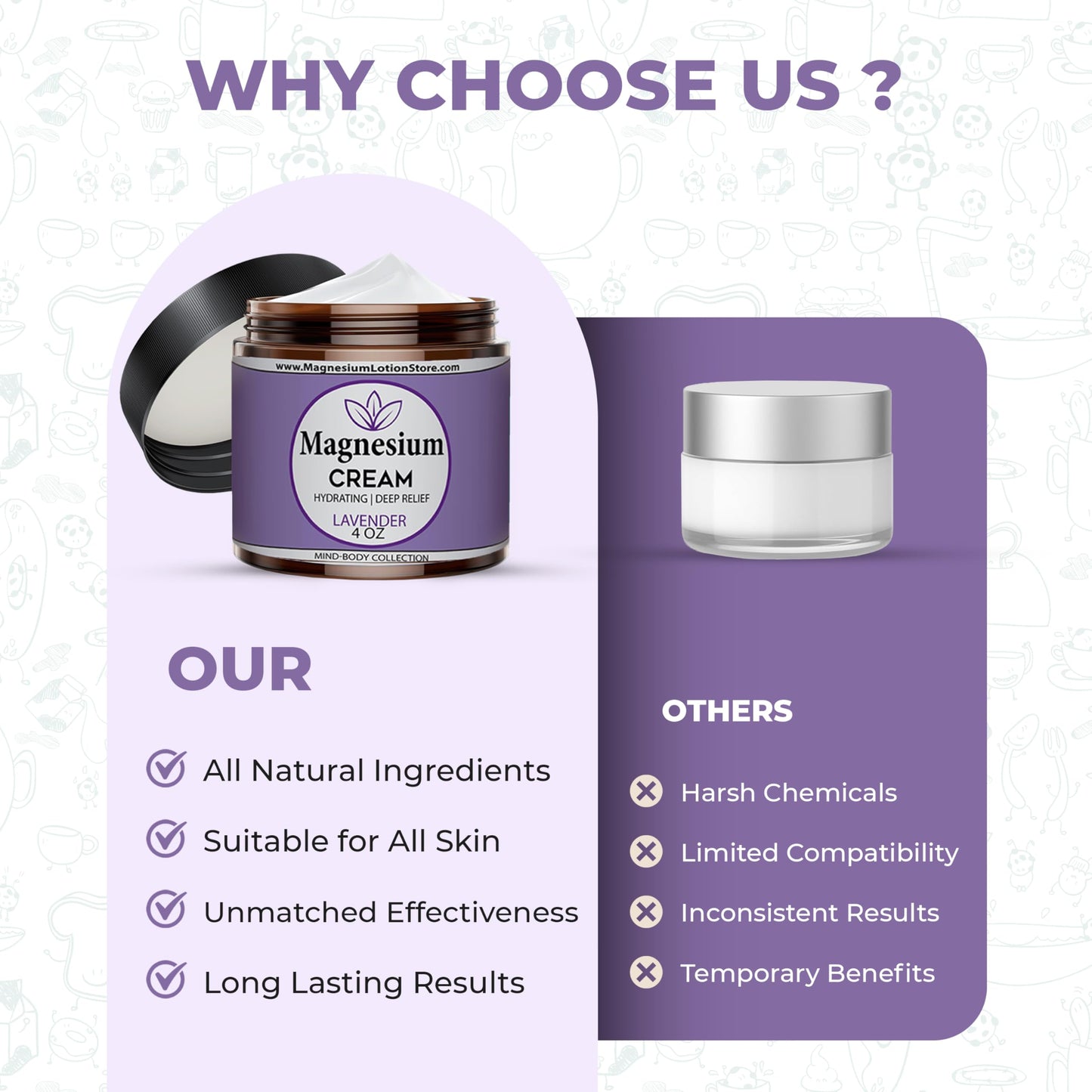Magnesium Cream for Sleep, Kids, Muscle Soreness & Cramps Relief with Shea Butter, Coconut Oil, Aloe, Vitamin E - Topical Magnesium Cream for Calm & Relaxation - Lavender - 4fl oz - USA Made