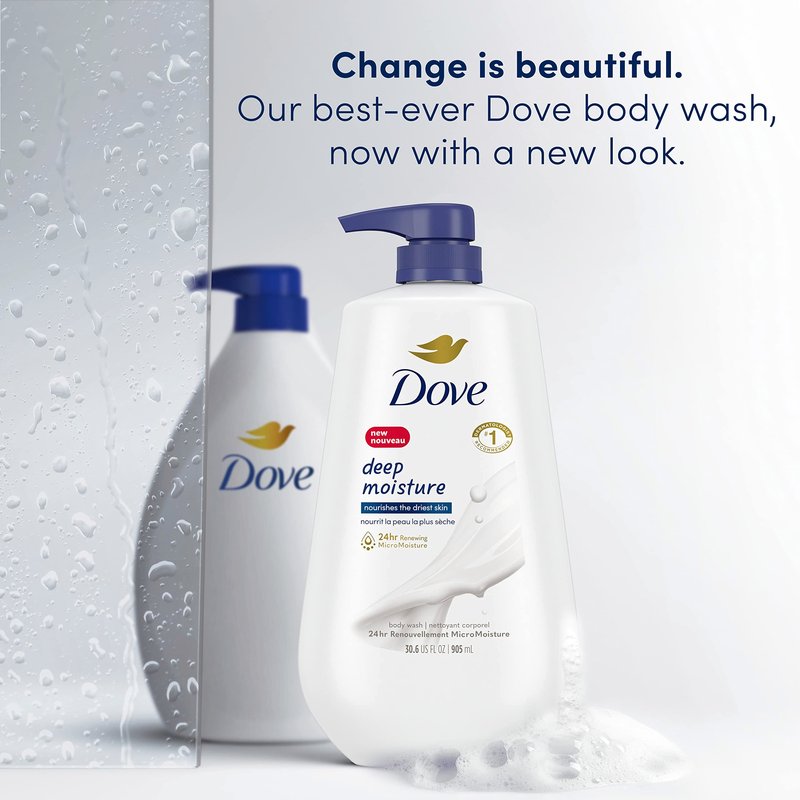 Dove Advanced Care Hand Wash Deep Moisture 4 Count for Soft, Smooth Skin, More Moisturizers & Body Wash with Pump Deep Moisture For Dry Skin Moisturizing Skin Cleanser