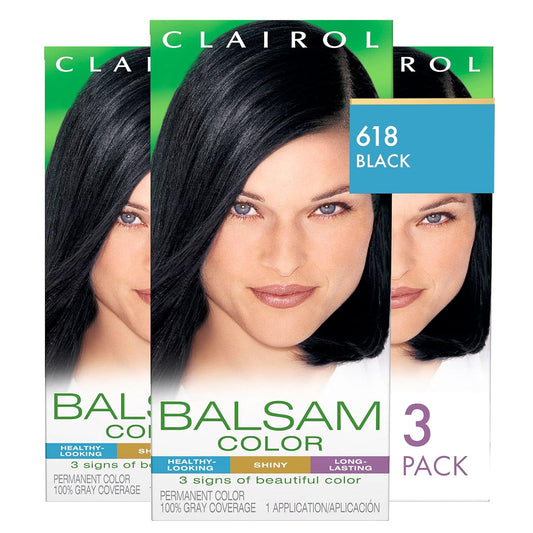 Clairol Balsam Permanent Hair Dye, 618 Black Hair Color, Pack of 1
