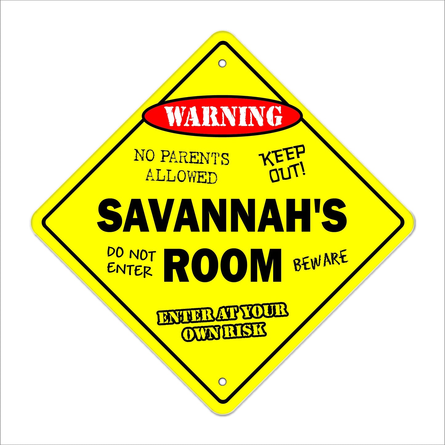 Savannah's Room Sign Crossing Zone Xing | Indoor/Outdoor | 12" Tall Kids Bedroom Decor Door Children's Name boy Girl