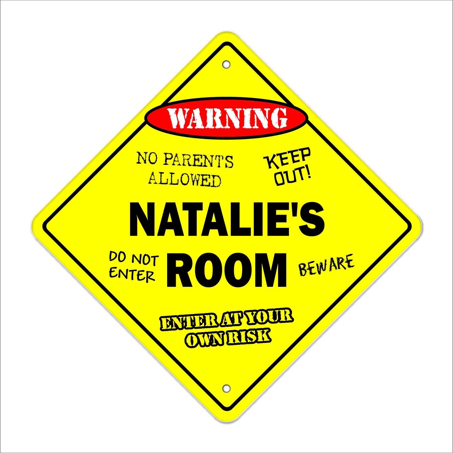 Natalie's Room Sign Crossing Zone Xing | Indoor/Outdoor | 12" Tall Kids Bedroom Decor Door Children's Name boy Girl